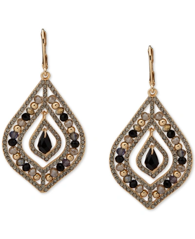 Lonna & Lilly Gold-tone Beaded Orbital Chandelier Earrings In Black