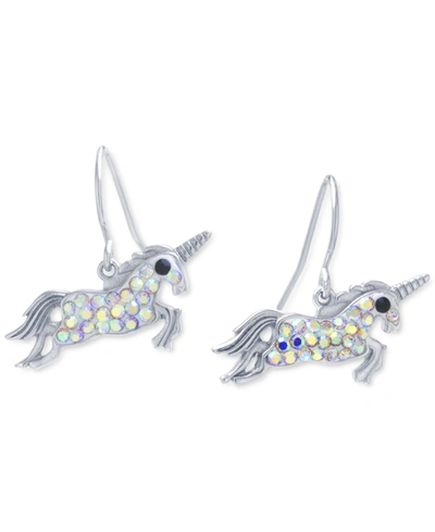 Giani Bernini Crystal Unicorn Drop Earrings In Sterling Silver, Created For Macy's In Multi
