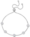 Macy's Lab-created Moissanite Bezel Station Bolo Bracelet (1-1/4 Ct. T.w.) In Sterling Silver In Moissanite