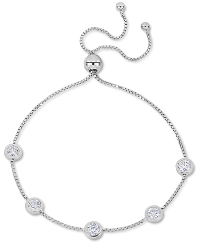 Macy's Lab-created Moissanite Bezel Station Bolo Bracelet (1-1/4 Ct. T.w.) In Sterling Silver