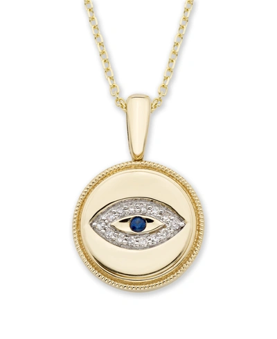Macy's Diamond (1/20 Ct. T.w.) Evil Eye Pendant In 14k Yellow Or Rose Gold In Yellow Gold