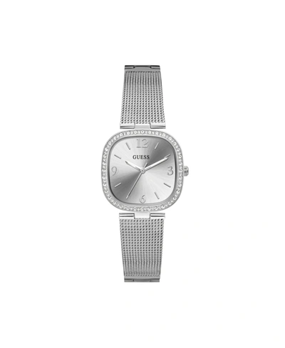 GUESS WOMEN'S SILVER-TONE STAINLESS STEEL MESH BRACELET WATCH 32MM