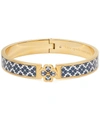 Kate Spade Gold-tone Spade Flower Printed Bangle Bracelet In Navy Multi