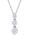 Macy's Lab-created Moissanite Triple Drop 18" Pendant Necklace (1-3/8 Ct. T.w.) In Sterling Silver In Moissanite
