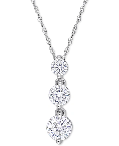 Macy's Lab-created Moissanite Triple Drop 18" Pendant Necklace (1-3/8 Ct. T.w.) In Sterling Silver