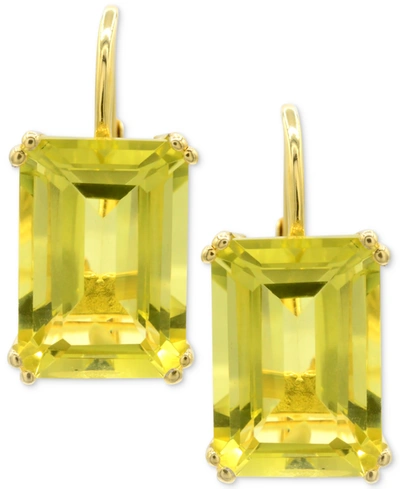 Macy's Lime Quartz Leverback Drop Earrings (12-5/8 Ct. T.w.) In 14k Gold-plated Sterling Silver (also In Wh