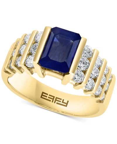 Effy Collection Effy Sapphire (1-1/2 Ct. T.w.) & Diamond (7/8 Ct. T.w.) Statement Ring In 14k Gold
