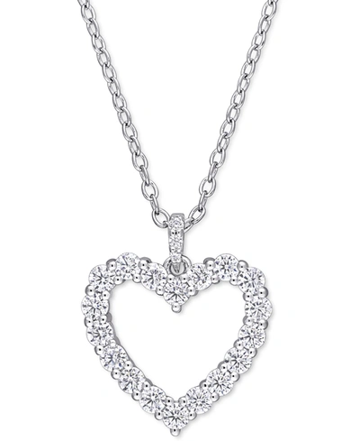 Macy's Lab-created Moissanite Heart 18" Pendant Necklace (5/8 Ct. T.w.) In Sterling Silver