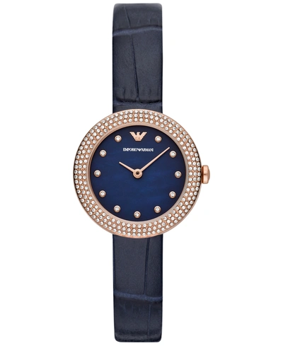Emporio Armani Women's Blue Leather Strap Watch 30mm