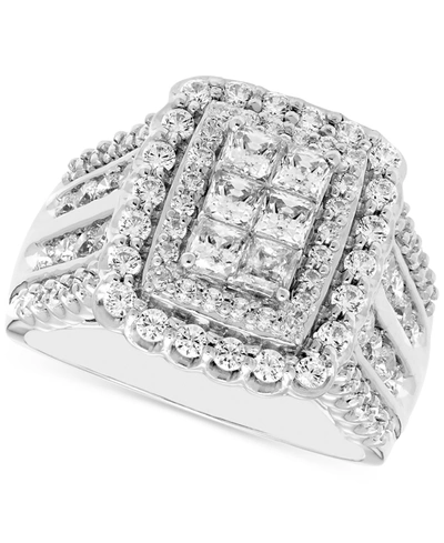 Macy's Diamond Princess Halo Cluster Ring (2 Ct. T.w.) In 14k White Gold