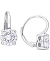 Macy's Lab-created Moissanite Solitaire Leverback Earrings (4 Ct. T.w.) In 14k White Gold In Moissanite