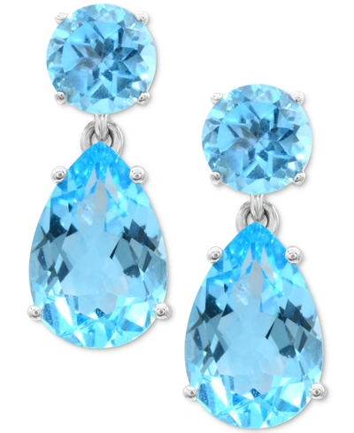 Macy's Blue Topaz Drop Earrings (9-1/4 Ct. T.w.) In Sterling Silver In Swiss Blue Topaz