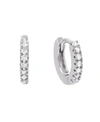 Adinas Jewels Cubic Zirconia Mini Huggie Earring In 14k Gold Plated Over Sterling Silver In Silver