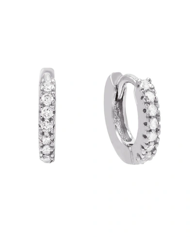 Adinas Jewels Cubic Zirconia Mini Huggie Earring In 14k Gold Plated Over Sterling Silver