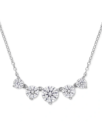 Macy's Lab-created Moissanite Graduated Five Stone 18" Statement Necklace (2-1/2 Ct. T.w.) In Sterling Silv
