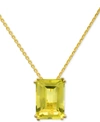 MACY'S LIME QUARTZ SOLITAIRE 18" PENDANT NECKLACE IN 14K GOLD-PLATED STERLING SILVER (ALSO IN WHITE QUARTZ 