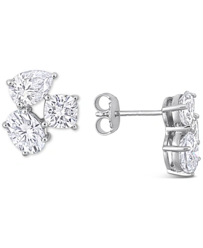 Macy's Lab-created Moissanite Multi-shape Cluster Stud Earrings (4-4/5 Ct. T.w.) In Sterling Silver