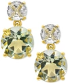 Macy's Prasiolite (5-3/4 Ct. T.w.) & White Quartz (1-1/3 Ct. T.w.) Drop Earrings In 14k Gold-plated Sterlin In Prasiolite