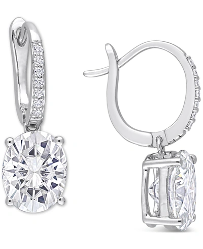 Macy's Lab-created Moissanite Oval Leverback Drop Earrings (5-1/5 Ct. T.w.) In Sterling Silver