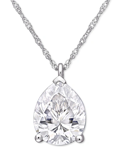 Macy's Lab-created Moissanite Pear-cut 17" Pendant Necklace (3-1/4 Ct. T.w.) In 14k White Gold