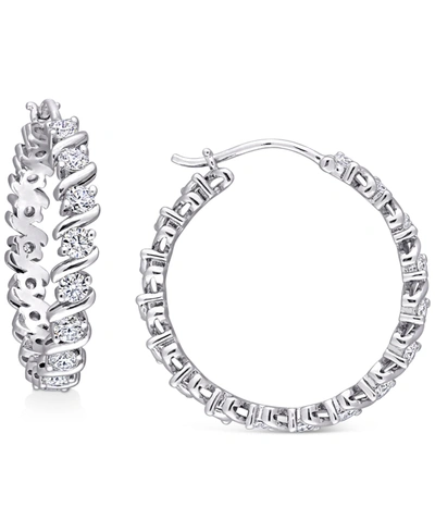 Macy's Moissanite Swirl Small Hoop Earrings (1-1/4 Ct. T.w.) In Sterling Silver, 1"