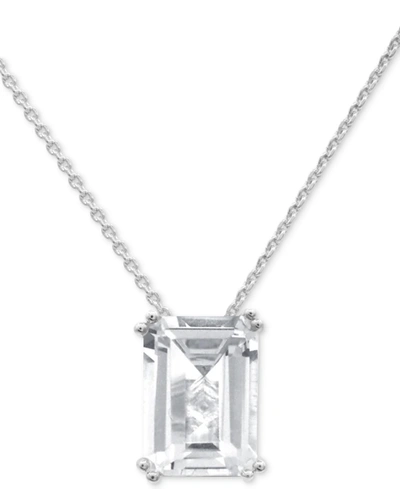 Macy's Lime Quartz Solitaire 18" Pendant Necklace In 14k Gold-plated Sterling Silver (also In White Quartz