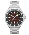 SPINNAKER MEN'S DUMAS AUTOMATIC BORDEAUX WITH SILVER-TONE SOLID STAINLESS STEEL BRACELET WATCH 44MM