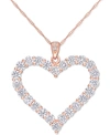 Macy's Lab-created Moissanite Heart 18" Pendant Necklace (2-2/5 Ct. T.w.) In 18k Rose Gold-plated Sterling In Moissanite