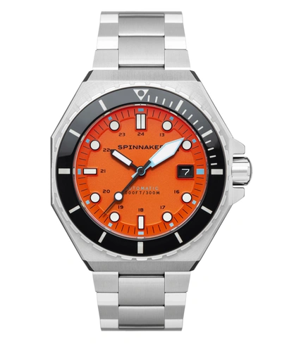 Spinnaker Men's Dumas Automatic Tangerine With Silver-tone Solid Stainless Steel Bracelet Watch 44mm