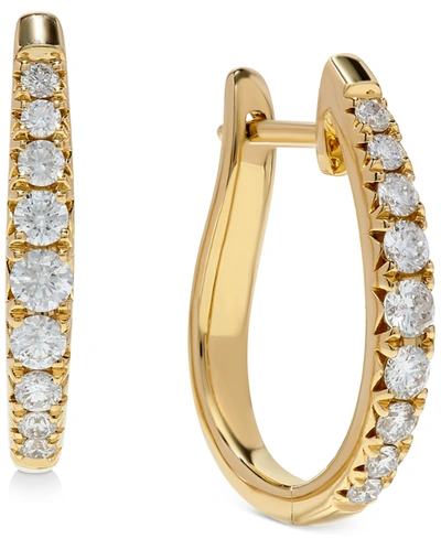 Macy's Diamond Oval Graduated Hoop Earrings (3/4 Ct. T.w.) In 14k White Or Yellow Gold