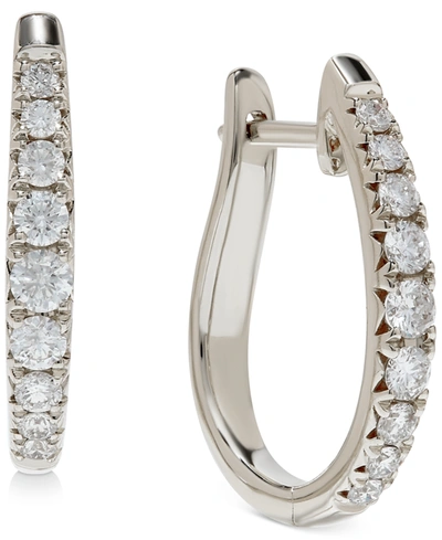 Macy's Diamond Oval Graduated Hoop Earrings (3/4 Ct. T.w.) In 14k White Or Yellow Gold In White Gold