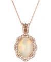 Le Vian Neopolitan Opal (4-1/2 Ct. T.w.) & Diamond (3/4 Ct. T.w.) Braided Halo 18" Pendant Necklace In 14k R In Opal