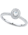 Macy's Diamond Oval-cut Halo Engagement Ring (1/3 Ct. T.w.) In 14k White Gold In White Gold