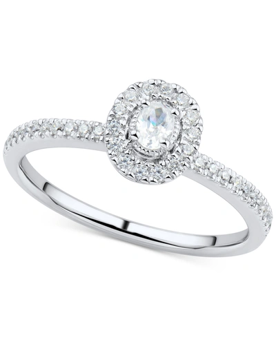 Macy's Diamond Oval-cut Halo Engagement Ring (1/3 Ct. T.w.) In 14k White Gold