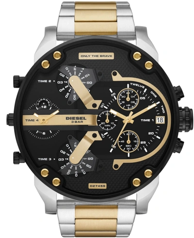 Diesel Men's Mr. Daddy 2.0 Chronograph Two-tone Stainless Steel Bracelet Watch, 57mm In Gold-tone And Silver-tone