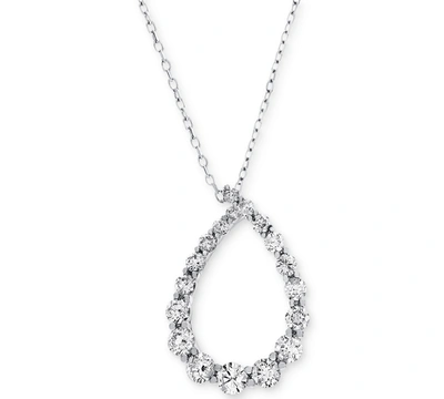 Macy's Diamond Graduated Teardrop Pendant Necklace (7/8 Ct. T.w.) In 14k White Gold, 16" + 2" Extender