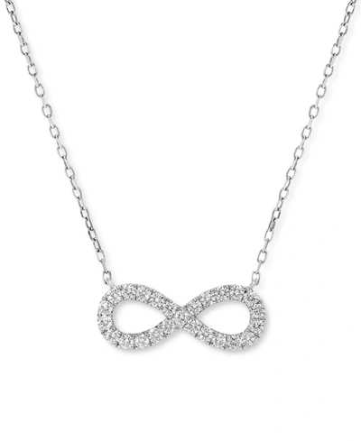 Macy's Diamond Infinity Pendant Necklace (1/2 Ct. Tw) In 14k White Gold, 16" + 2" Extender