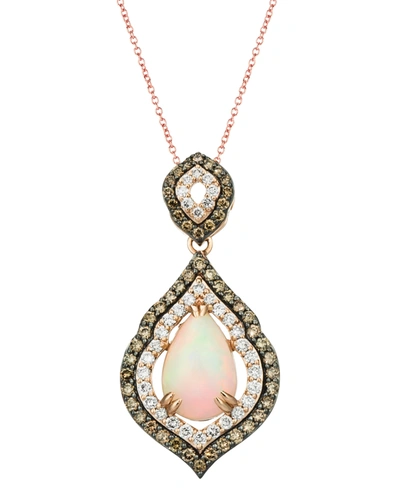Le Vian Neopolitan Opal (1-1/2 Ct. T.w.) & Diamond (1 Ct. T.w.) Pendant Necklace In 14k Rose Gold