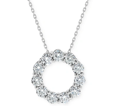 Macy's Diamond Circle Pendant Necklace (1 Ct. T.w.) In 14k White Gold, 16" + 2" Extender