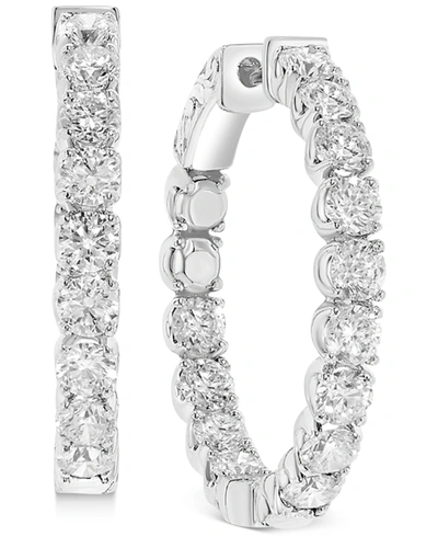 Macy's Diamond In & Out Hoop Earrings (4 Ct. T.w.) In 14k White Gold