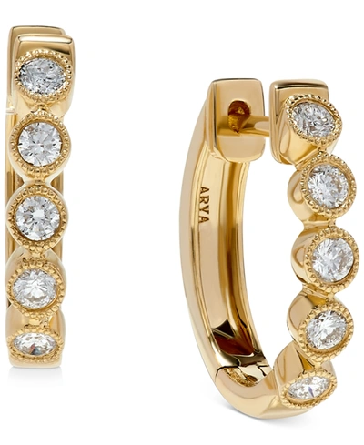 Macy's Diamond Bezel Hoop Earrings (3/8 Ct. T.w) In 14k Gold In Yellow Gold