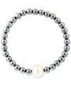 Effy Collection Effy Men's White Freshwater Pearl (11mm) & Hematite Stretch Bracelet (also In Black Freshwater Pearl In White