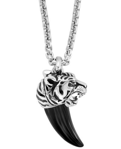 Effy Collection Effy Men's Onyx Claw Tiger 22" Pendant Necklace In Sterling Silver