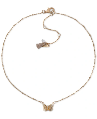 Lonna & Lilly Gold-tone Butterfly Pendant Necklace, 16" + 3" Extender In White