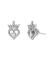 DISNEY CUBIC ZIRCONIA PRINCESS TIARA HEART STUD EARRINGS IN STERLING SILVER