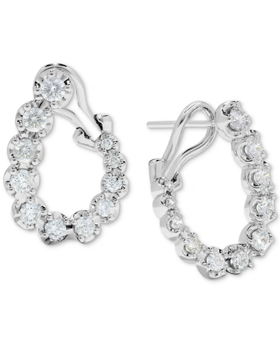 Macy's Diamond Spiral Hoop Earrings (1-1/2 Ct. T.w.) In 14k White Gold