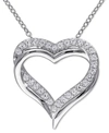 Macy's Lab-created White Sapphire Heart 18" Pendant Necklace (5/8 Ct. T.w.) In Sterling Silver In White Sapphire