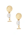 Ettika Gold-plated Coin Drop Earrings With Freshwater Pearls In Gold-plated