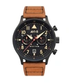 Avi-8 Men's Hawker Hurricane Carey Dual Time Debden Brown Genuine Leather Strap Watch 43mm In Brown