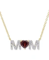 Macy's Rhodolite Garnet (4/5 Ct. T.w.) & Diamond (1/10 Ct. T.w.) Mom 18" Pendant Necklace In 18k Gold-plate In Garnet